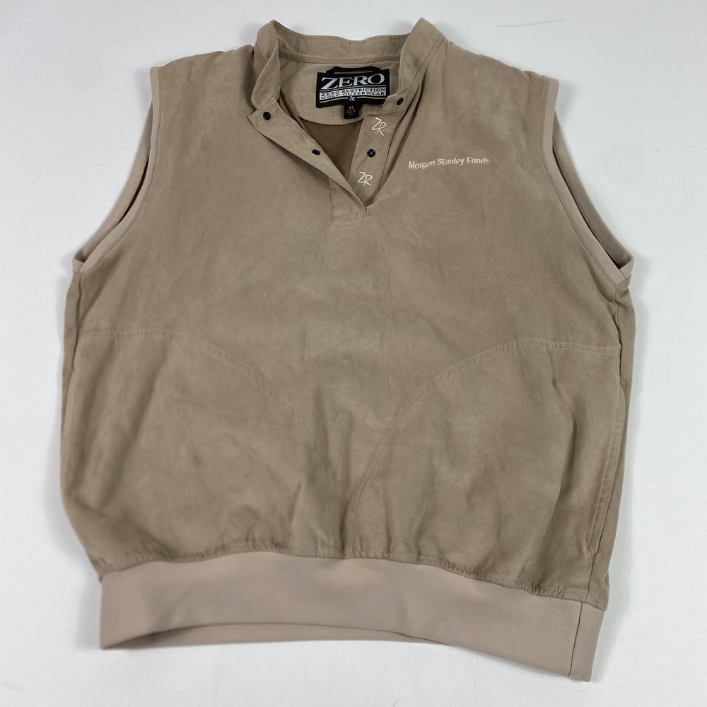 Zero Restriction Vest Womens Medium Tan Golf Made USA Morgan Stanley Snap Neck‎